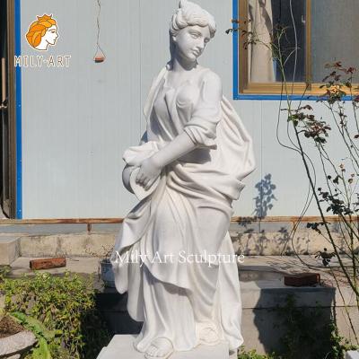 China EUROPEAN Stone Carving Natural White Marble Lady Statue Girl Sculpture for Home Decoration for sale