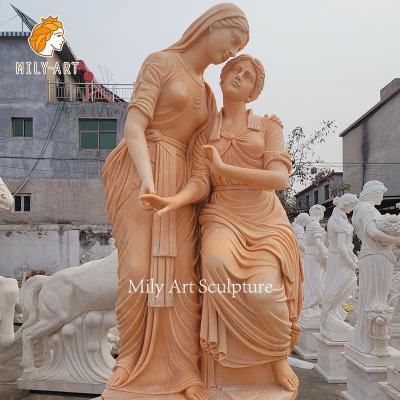 China EUROPEAN Hand Carved Natural Red Marble Lady Female Sculpture Women Statue For Home Decoration for sale