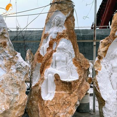 China EUROPEAN Outdoor Garden Natural Rough Carving Woman Statue In Stone Marble Female Sculpture for sale