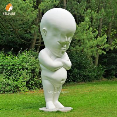 China EUROPEAN Custom Personality Natural Stone Carving Abstract Statue Angry Boy Marble Sculpture for sale