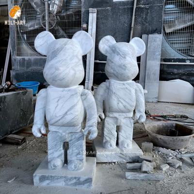 China EUROPEAN Life Size Hand Carved Natural Stone Carving Statue Marble Cartoon Bear Sculpture for sale