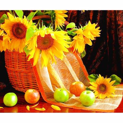 China Modern Home Decoration DIY Gift Diamond Painting of Apples and Sunflowers Round or Square Full Drill Diamond Embroidery Kits for sale