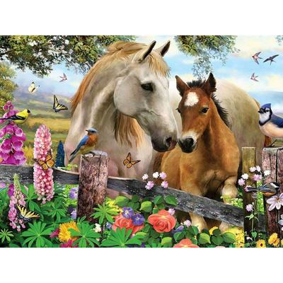 China Full Diamond Painting Farmhouse Modern Horse Family DIY Round Or Square Kits Diamond Embroidery Drill Home Decoration Gift for sale