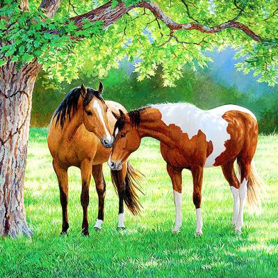 China Full Modern DIY Diamond Painting Horse Lovers Under The Tree Round Or Square Kits Diamond Embroidery Drill Home Decoration Gift for sale