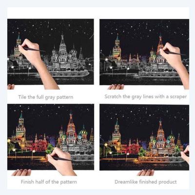 China Modern DIY Grow Children's Interest Scratch Art Graffiti Magic Painting Various Creative Painting Landscapes for sale