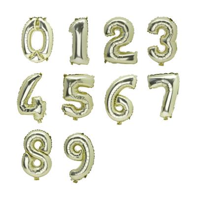 China 625007 16inch 0-9 Number Font Light Plastic Gold Foil Balloons Party Birthday Helium Wedding Decorations Balloons Supplies for sale