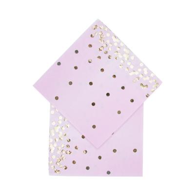 China Dot Napkins Children's Day Pink Gold Foil Paper 617047 Disposable Paper Girls Birthday Party Tableware Decor Supplies Baby Shower for sale