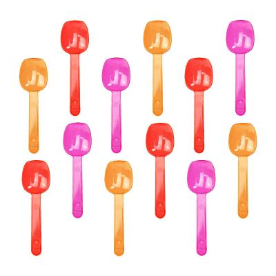 China 620033 Disposable Disposable Clear Ice Spoons 100ct Plastic Smoothie Dessert PVC Spoon Pink Orange Red Summer Vacation 7.2cm for sale