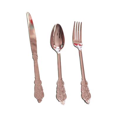 China 620007 4GUESTS 2021new Party Disposable Cutlery (4knives+4soons+4forks) Set Tableware Rose Gold /Silver Wedding Birthday Plastic Flatware for sale