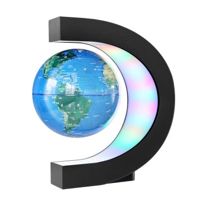 China Traditional 6 Inch LED Bright C Shape Magic World Floating Magnetic Levitation Rotating Globe for sale