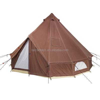 China Luxury Waterpoof 5-8 Person 6m Glamping Bell Canopy Camping Gazebo Teepee Tent for sale