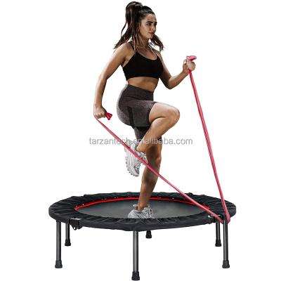 China Eco-Friendly Folding Mini Exercise Trampoline with Resistance Bands Rebounder Trampoline for Adults Fitness Indoor Trampoline for Bounce Workout for sale