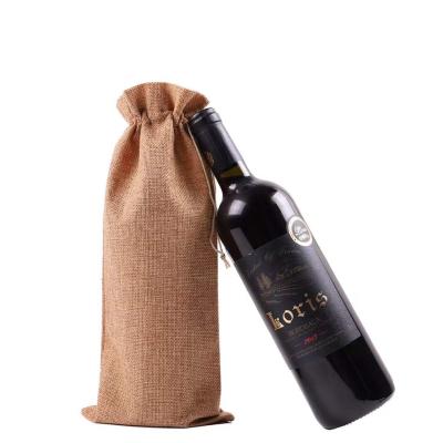 China Soft ; Light ; Reusable Friendly Reusable Natural Custom/Recyleable Jute Wine Bags Burlap/Personalized Jute Suction Twine Wine Bag for sale