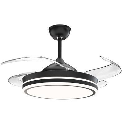 중국 Modern Contemporary Invisible Black Ceiling Fan Lamps LED With 4 Blades Retractable Acrylic Ceiling Light Fan Lighting Groups 판매용