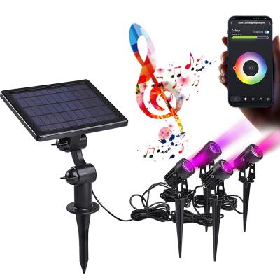 China Garden New 1 Edited Colorful Variable 1 To 4 Outdoor RGB LED Smart Garden Solar Spot Light for sale