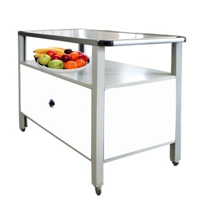 China Medical and hotel uses single retro double-layer mobile caster kitchen cart with drawers for sale