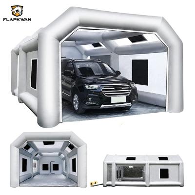 China 210D Oxford Cloth with PU Coating +0.4mm PVC 28X15X10FT FLAPKWAN Portable Spray Booth Car Paint Wholesale Multiple Filter Inflatable Spray Booth for sale