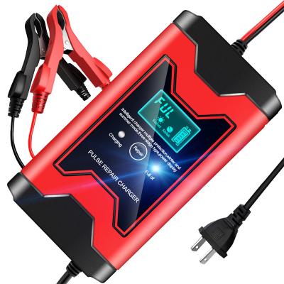 China 12V 6A Electric Vehicle Car Battery Charger Touch Screen Pulse Repair LCD Lead Acid Battery Charger For Car Motorcycle for sale