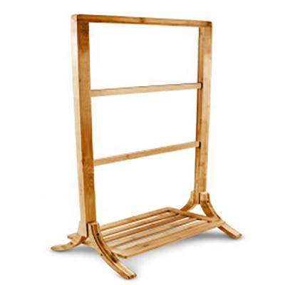 China Fashion Wholesale Free Standing Bath Natural Bamboo Towel Rack For Bathroom for sale