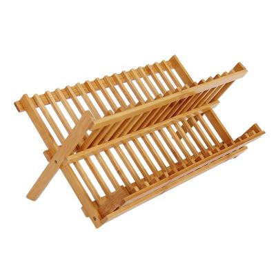 China Factory Supply 100% Sustainable Dish Rack Adjustable Drying Bamboo Dish Rack With Utensil Dish Rack For Kitchen for sale