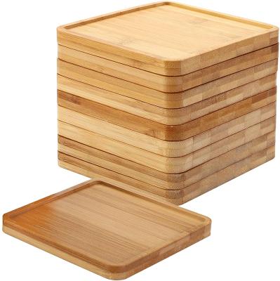 China Plant Disposable Bamboo Saucers 5 Inch Square Plant Pot Succulent Tray for Indoor and Outdoor Plant for sale