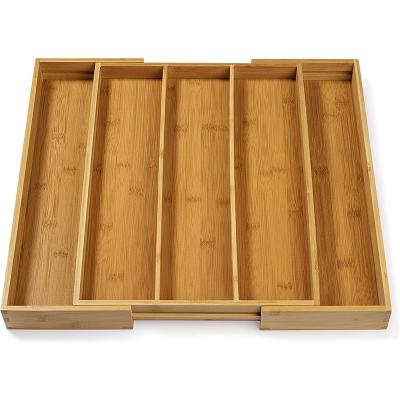 China Sustainable Bamboo Expandable Drawer Organizer For Utensils Holder Adjustable Cutlery Tray for sale