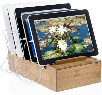 China Living Room Charging Station Bamboo Stand for Smartphones and Tablets for sale