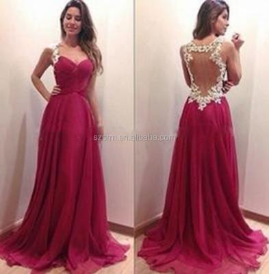 China Anti-Static Real Photos Spaghetti Straps A Line Floor Length Sleeveless Party Prom Dress Appliqued Chiffon Evening Dress 2018 for sale