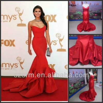 China Anti-Static Custom Made Sweetheart Satin Pleated Mermaid Real Photo For Movie Star Evening Dress for sale