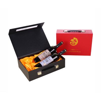 China Recycled Materials Black Custom Luxury Gift Wine Bottle Liquor Gift Box Paper Cardboard Wrapping Packaging for sale