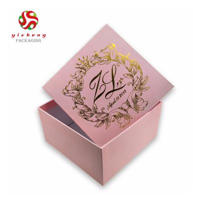 China Luxury Recycled Materials Paper Box Embossed Rose Gold Foil Logo Custom Jewelry Packaging Box With Lid for sale