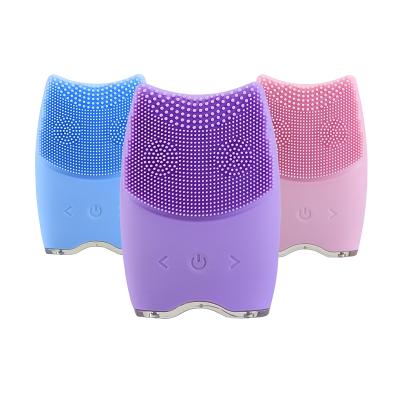 China DEEP CLEANING Rechargeable Dual Side Customized LOGO Factory Waterproof ipx7 Silicone Rechargeable Face Clean Massage Brush for sale