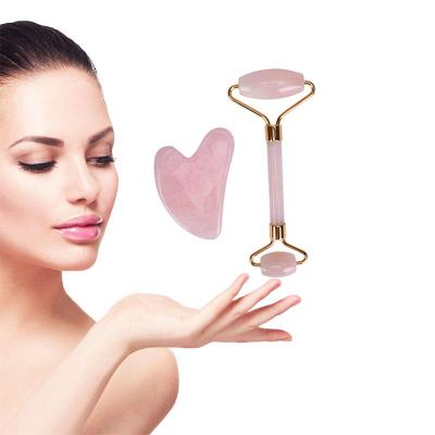 China Natural Face Lift Face Lift Neck Wrinkle Rose Quartz Jade Gold Bar Remove Jade Gold Massage Guasha Tool Anti Aging for sale