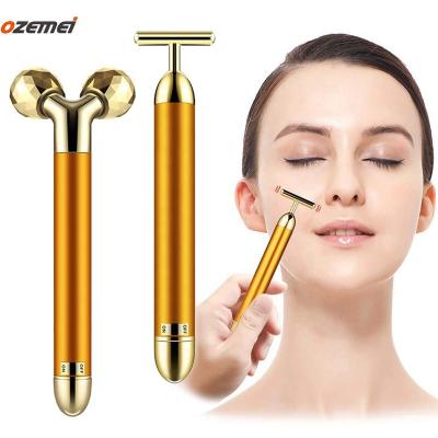 China Wrinkle Remover Massager Vibration Fitness Facial Massager Body Slimming Machine Anti Wrinkle 24K Gold Massage Bar for sale