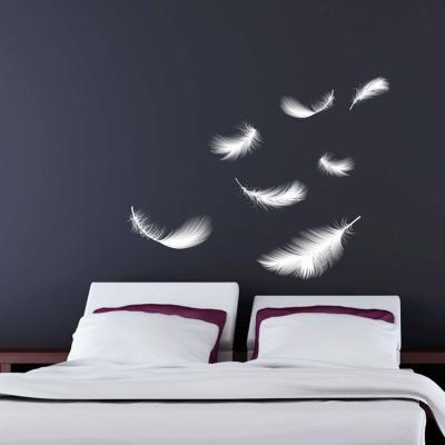 China Non-Toxic WALL STICKER PVC Feather Shape Wall Stickers For Kids Bedroom, Birds Feather Home Bedroom Decal Wall Stickers for sale