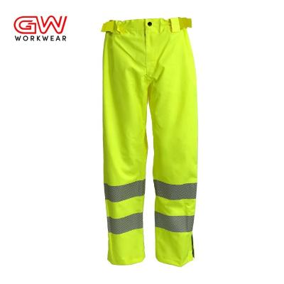 China Reflective Rainwear Hi Vis Rain Pant Over Trousers Waterproof Fluorescent Yellow Goldwin Rain Gear Class 3 Water Proof for sale