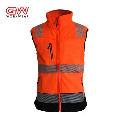 China Water Proof Custom Logo Unisex Winter Safety Vest Construction Workwear Orange High Visibility Reflective Vest for sale