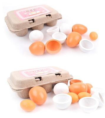 China 6pcs/set Lovely Wooden Wooden Eggs Pretend Play Toys Food Pretend Educational Preschool Game Room Kitchen Cooking Toys Kids Girls Boys for sale