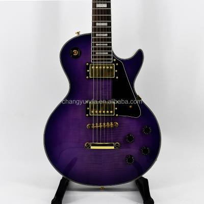 China Factory Outlet OEM Guitar Mahogany Neck Maple Body Materials Krait 6 String Electric Guitar Flame Top Environmental Purple Maple Color for sale