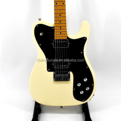 China OEM environmental yellow wholesale guitar neck maple body basswood color electric guitar TL string materials ZLG 6 fast shipping for sale