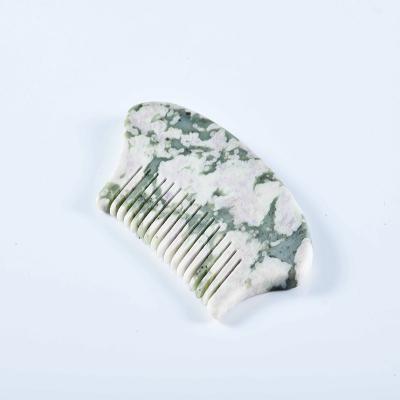 China Beauty Care Make Tools Factory Wholesale Gift Scratching Gua Sha Jade Head Massager Stone Rose Jade Roller Comb Natural Massage Tools for sale