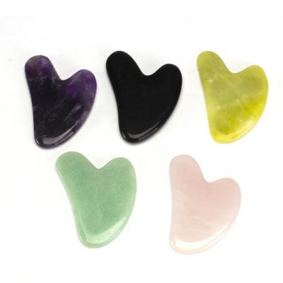 China Natural Jade Board Gua Sha Guasha V Shaped Facial Massager Roller Scraping Tools for sale