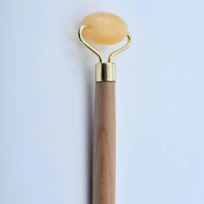 China 2021 New Product Popular Massage Therapy Jade Roller Beige Anti Aging Nose And Eyelids for sale