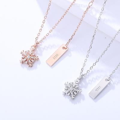 China TRENDY SKA S925 Sterling Silver Necklace Rose Gold Plated Chain Snowflake Pendant Necklace for sale