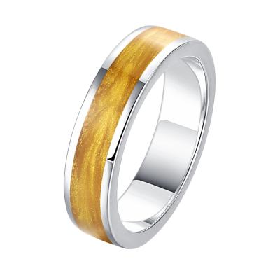 China FASHIONABLE Top Notch Art Enamel Jewelry Gold Plated 925 Ring Wood Pattern Enamel Ring Silver Band for sale