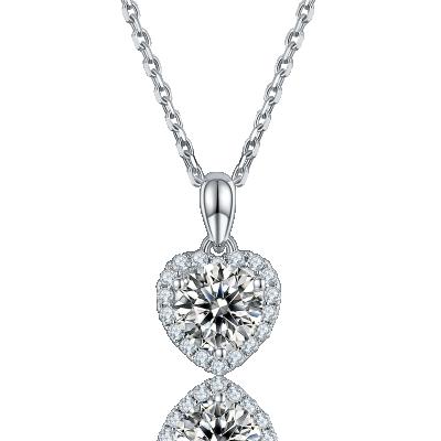 China BOHEMIA SKA White Gold Plated 925 Sterling Silver 1ct 6.5mm Moissanite Necklace Jewelry Earring Sets for sale