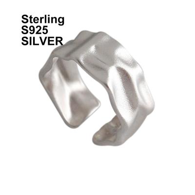 China FASHIONABLE Sterling Silver Gold Plated Ring 925 Simple Silver Ring Frosted Open Female Ring for sale