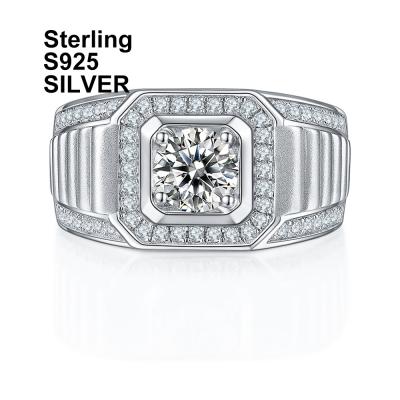 China FASHIONABLE 18k white gold S925 white gold moissanite diamond ring 925 silver plated silver men's ring for sale