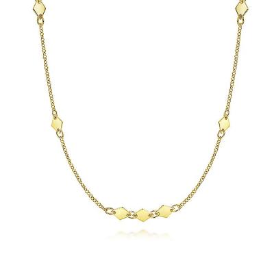 China FASHIONABLE Diamond Shaped Disc Station Necklace 24k Yellow Gold SKA 925 Necklaces 18k 14K Silver Gold Plated Necklace for sale