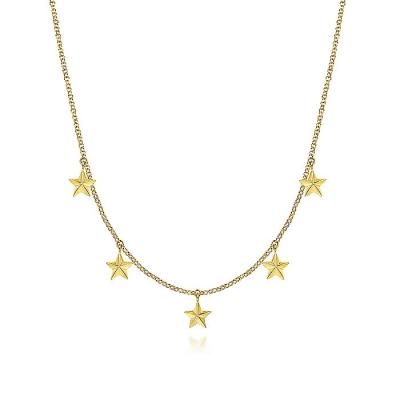 China FASHIONABLE SKA 925 Necklaces 18k 14K Yellow Gold Silver Star Drop Station Necklace for sale